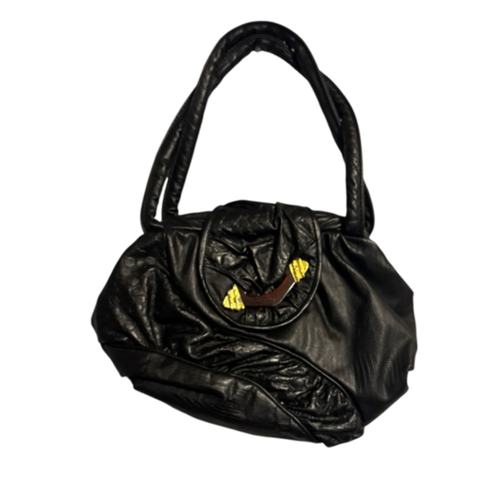 Vintage Y2K Retro Black School Shoulder Bag Slouchy Hobo Tote Crossbody Strap